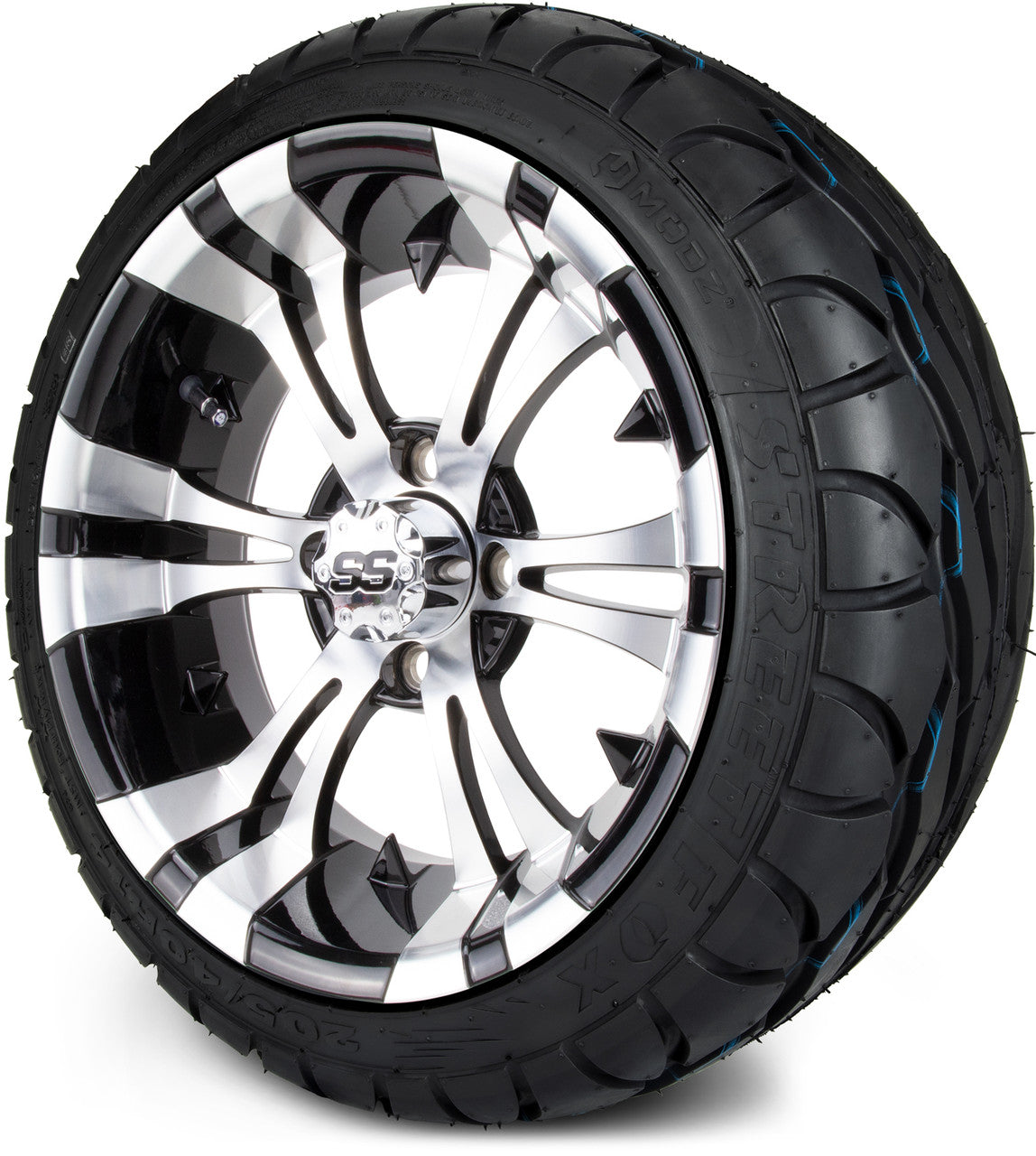 MODZ® 14" Vampire Machined Black Wheels & Street Tires Combo