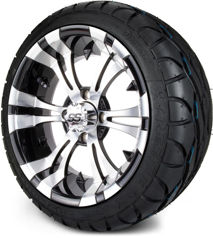 MODZ® 14" Vampire Machined Black Wheels & Street Tires Combo
