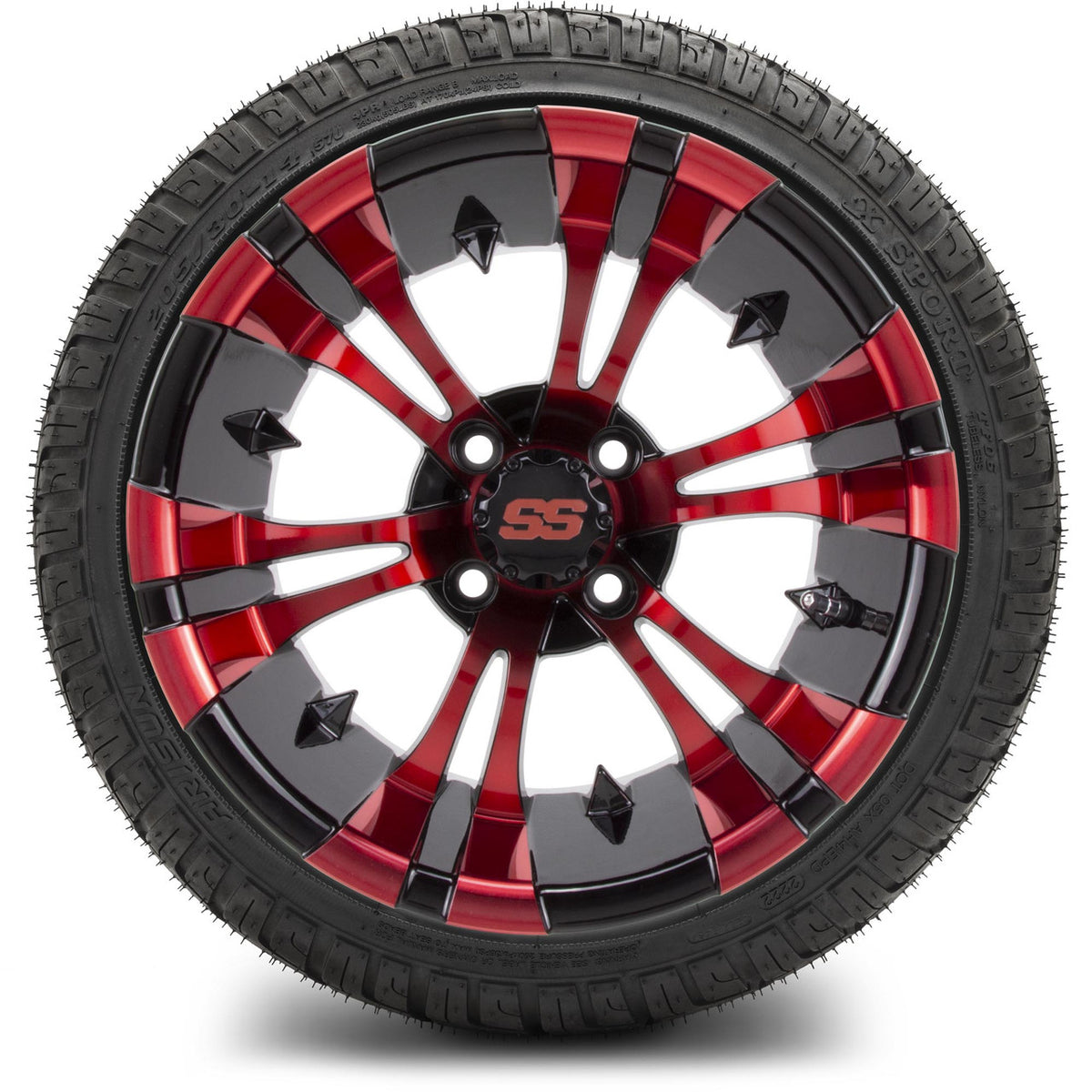 MODZ® 14" Vampire Red and Black Wheels & Street Tires Combo