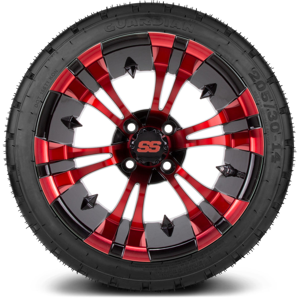 MODZ® 14" Vampire Red and Black Wheels & Street Tires Combo