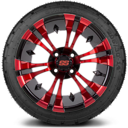 MODZ® 14" Vampire Red and Black Wheels & Street Tires Combo
