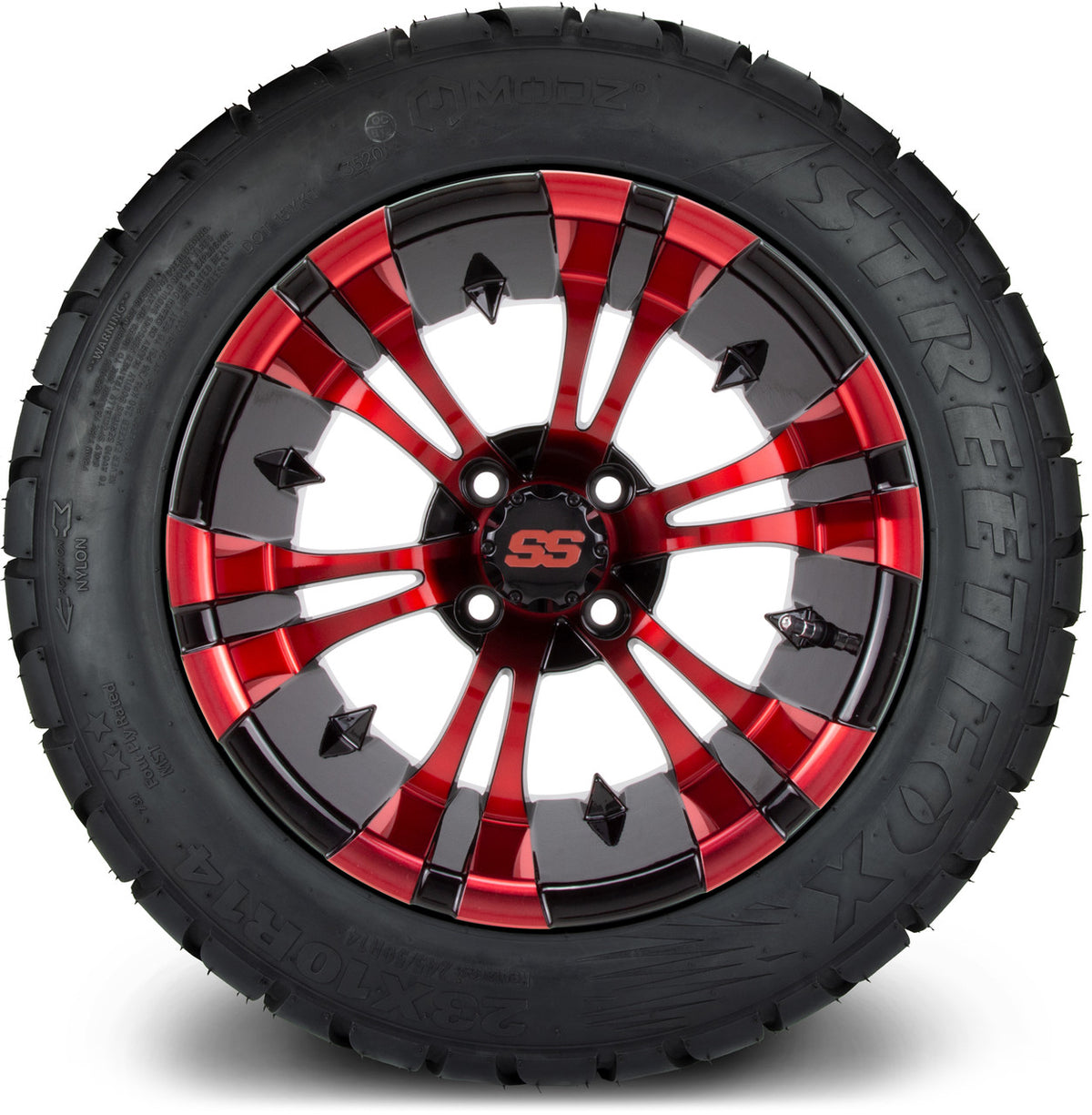 MODZ® 14" Vampire Red and Black Wheels & Street Tires Combo