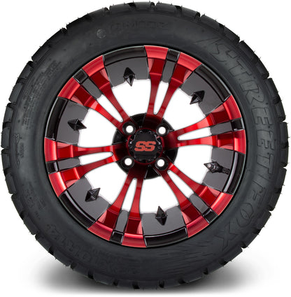 MODZ® 14" Vampire Red and Black Wheels & Street Tires Combo