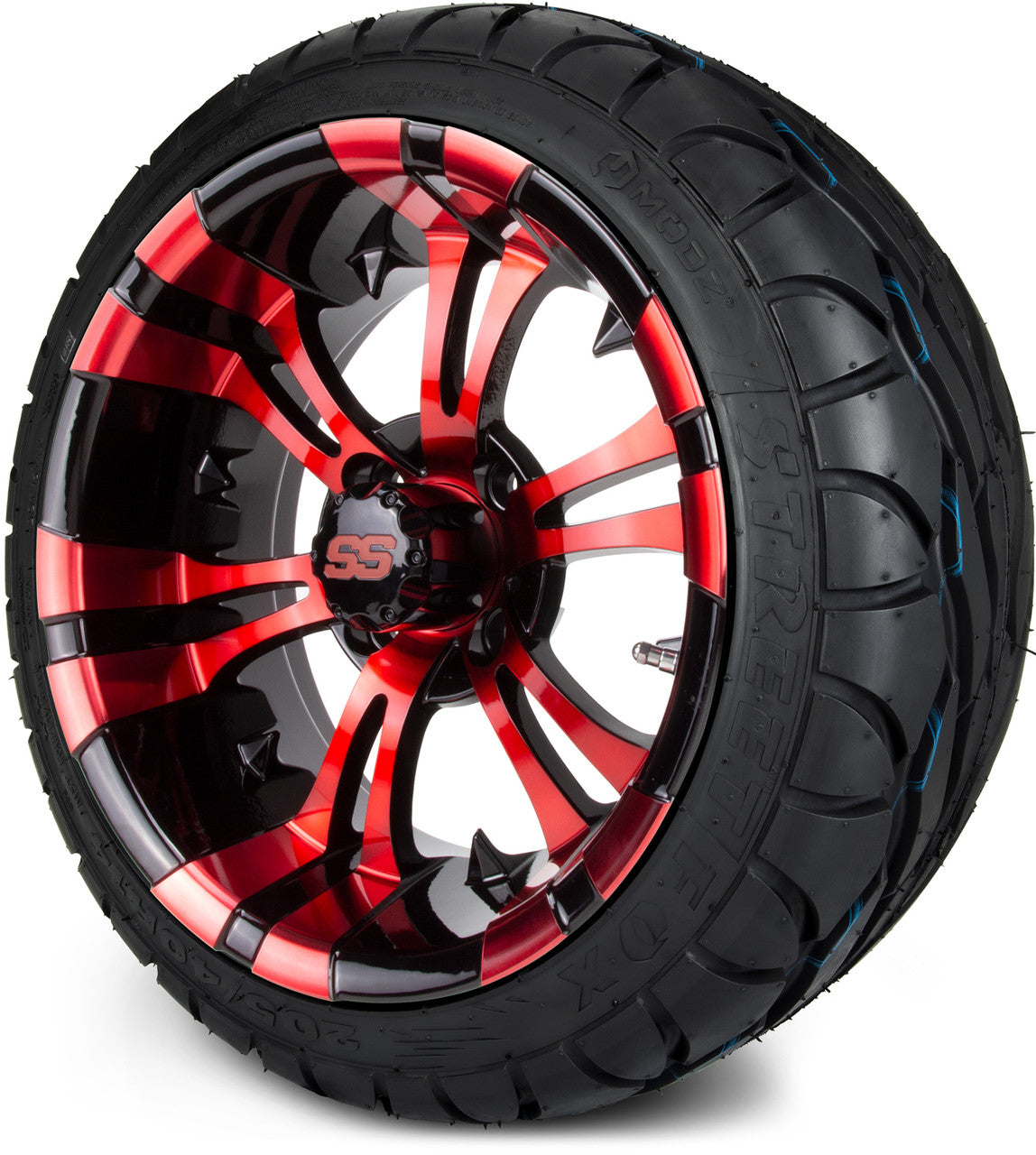 MODZ® 14" Vampire Red and Black Wheels & Street Tires Combo