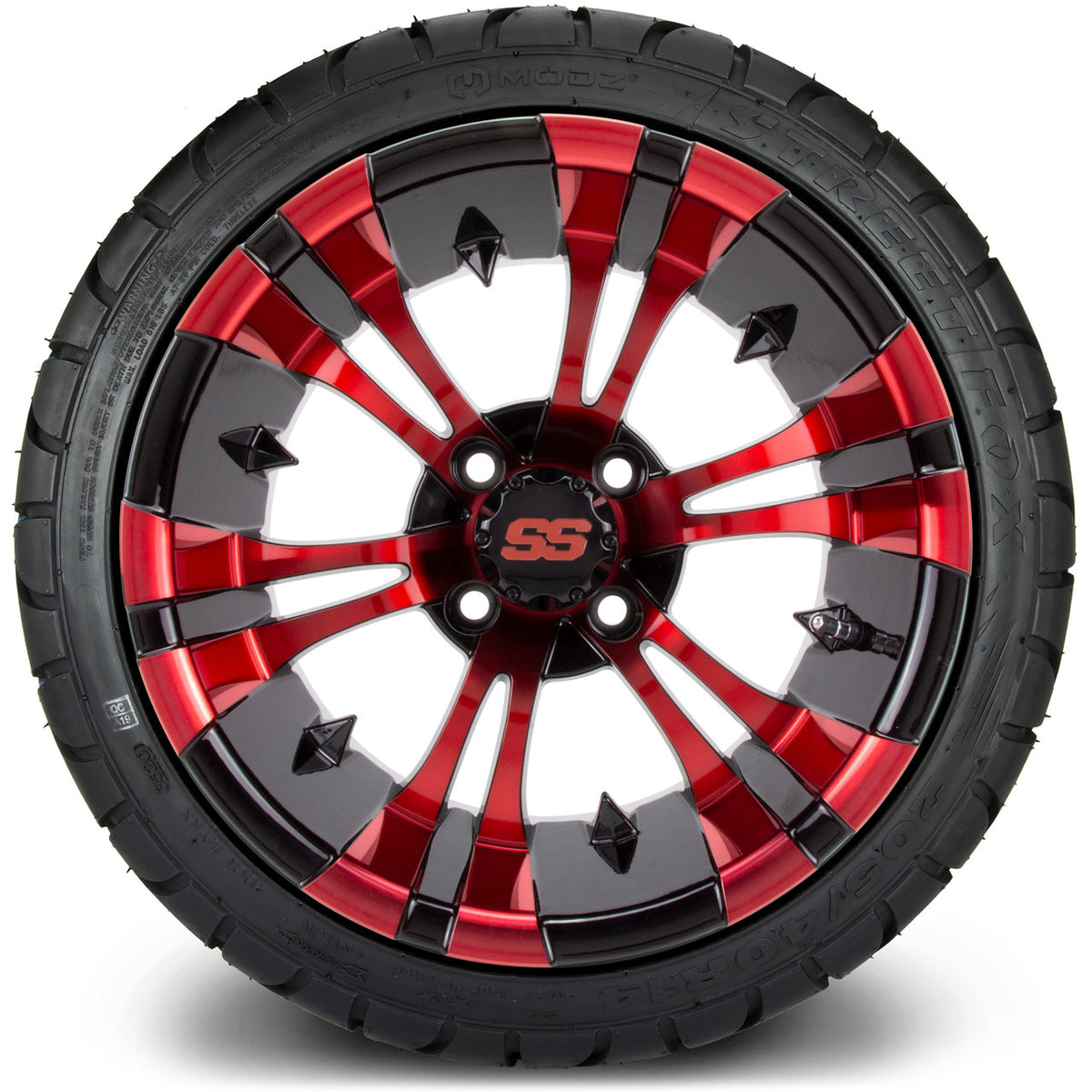MODZ® 14" Vampire Red and Black Wheels & Street Tires Combo