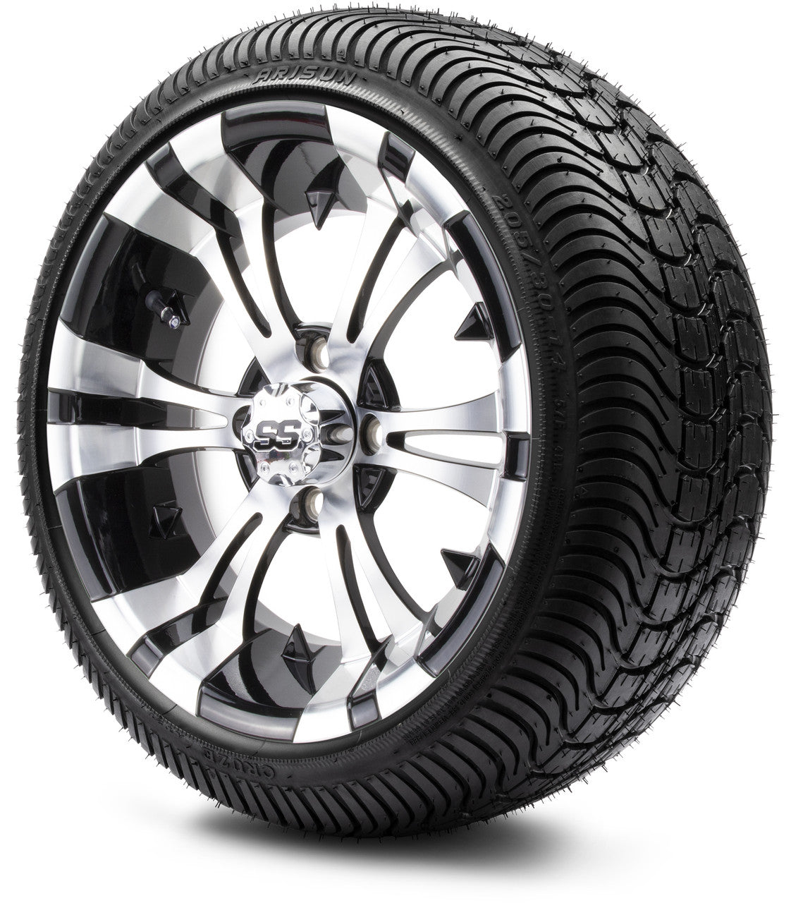 MODZ® 14" Vampire Machined Black Wheels & Street Tires Combo