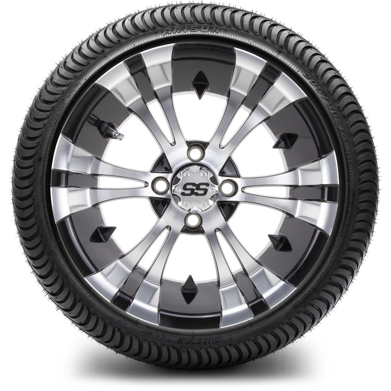 MODZ® 14" Vampire Machined Black Wheels & Street Tires Combo