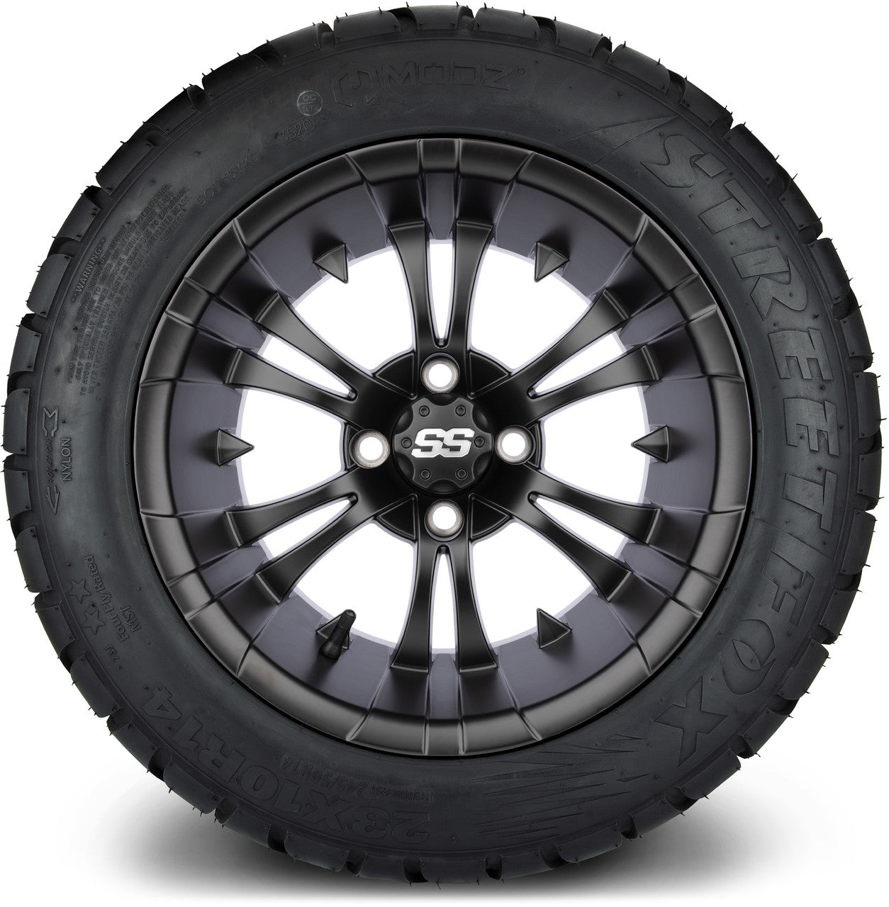 MODZ® 14" Vampire Matte Black Wheels & Street Tires Combo