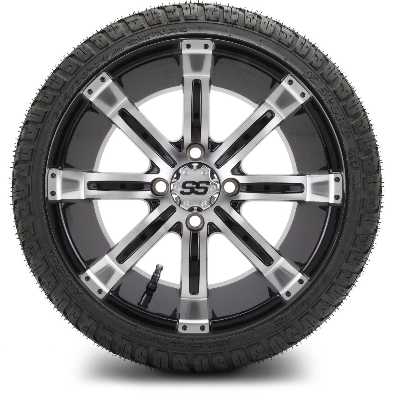 MODZ® 14" Tempest Machined Black Wheels & Street Tires Combo