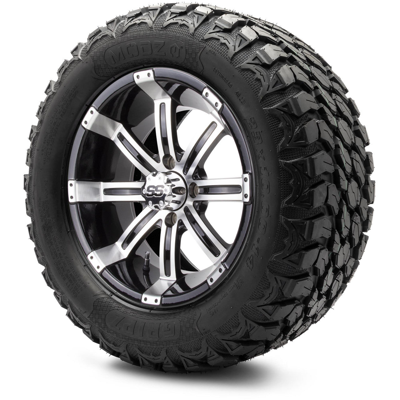 MODZ® 14" Tempest Machined Black Wheels & Off-Road Tires Combo