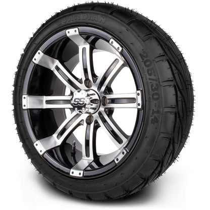 MODZ® 14" Tempest Machined Black Wheels & Street Tires Combo