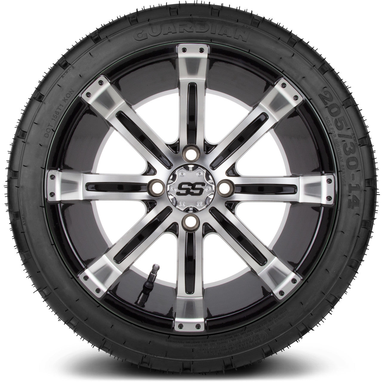 MODZ® 14" Tempest Machined Black Wheels & Street Tires Combo