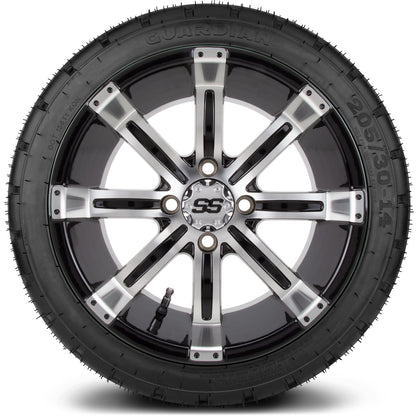 MODZ® 14" Tempest Machined Black Wheels & Street Tires Combo