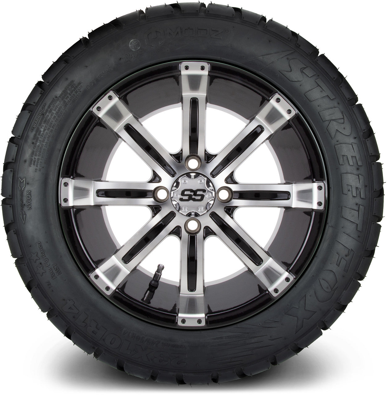 MODZ® 14" Tempest Machined Black Wheels & Street Tires Combo