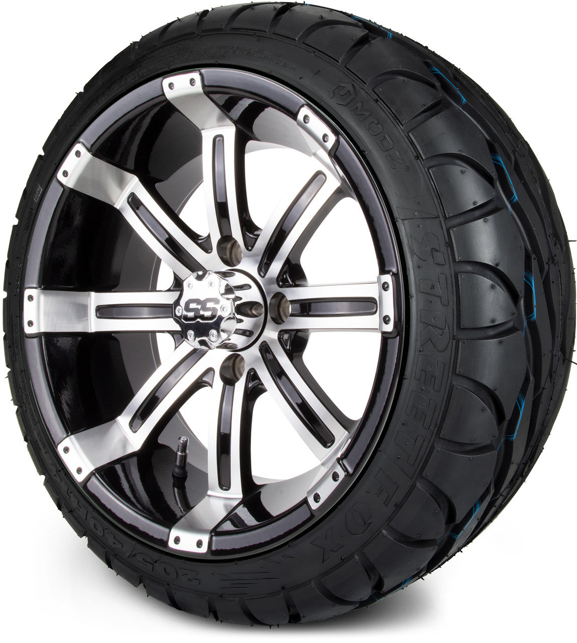 MODZ® 14" Tempest Machined Black Wheels & Street Tires Combo