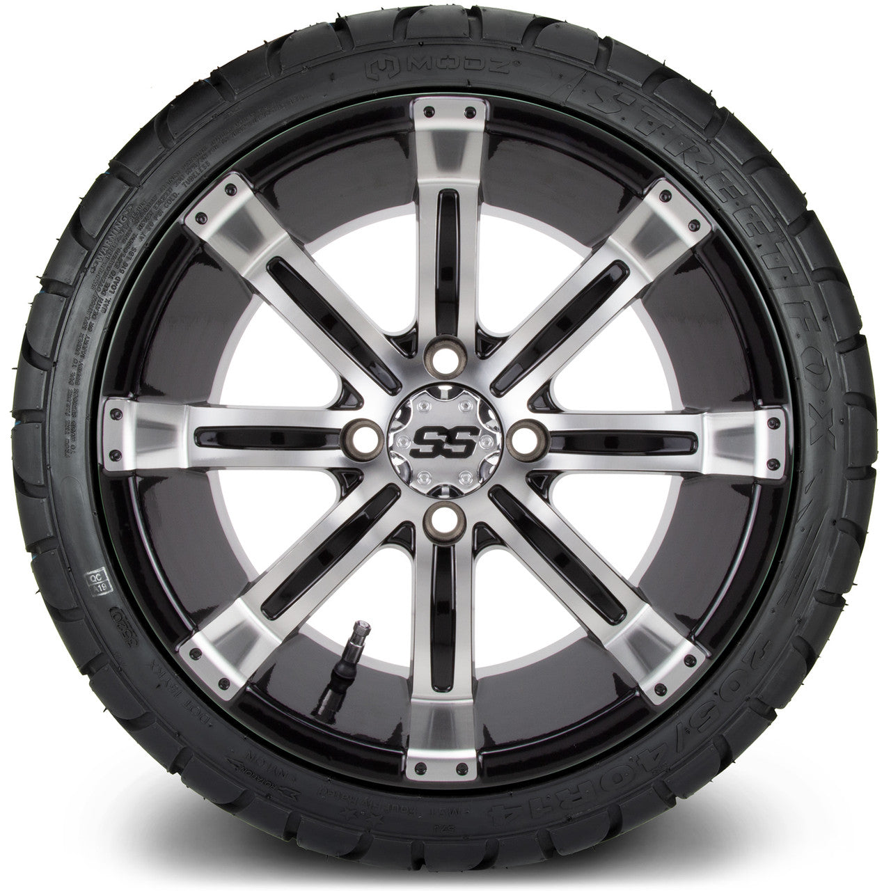 MODZ® 14" Tempest Machined Black Wheels & Street Tires Combo