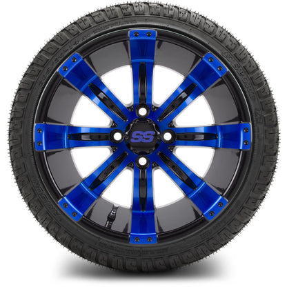 MODZ® 14" Tempest Blue and Black Wheels & Street Tires Combo