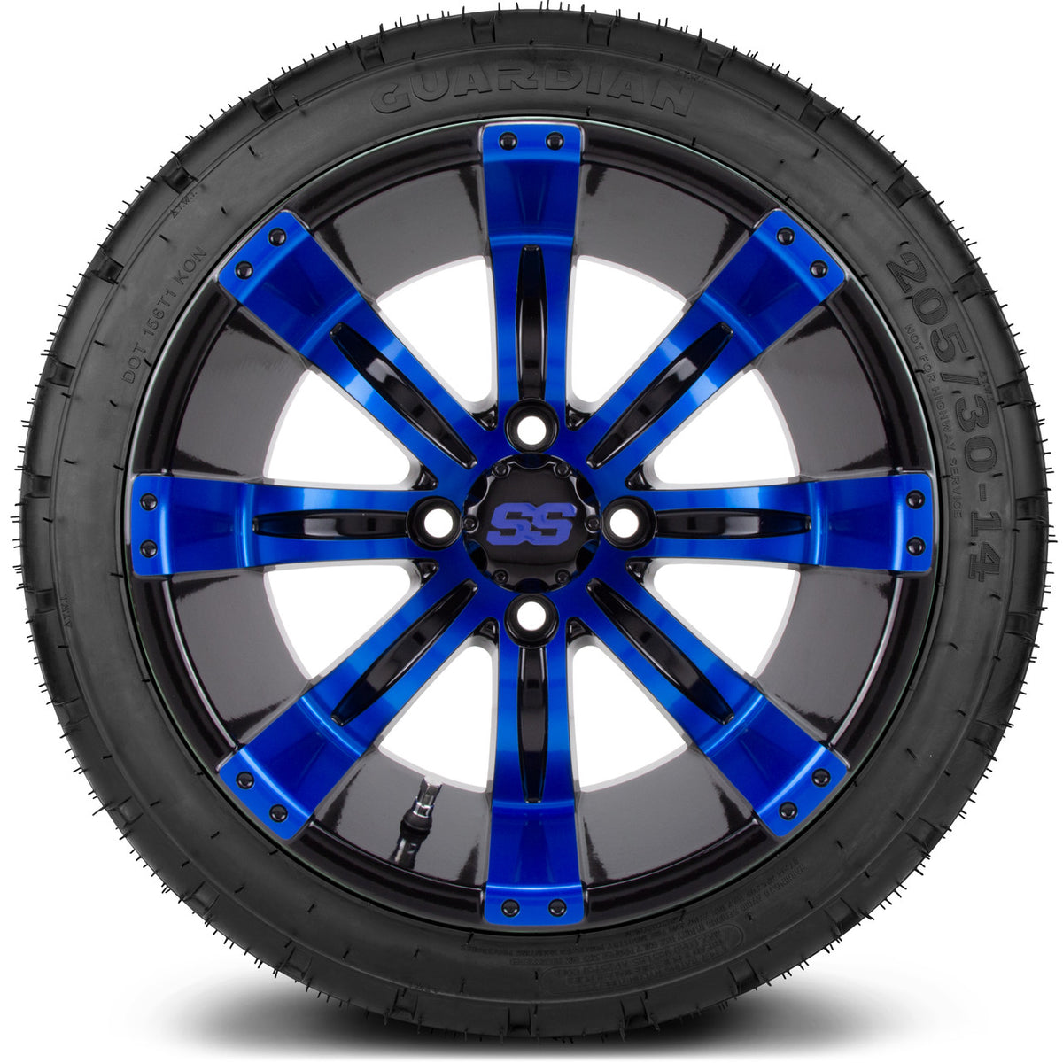 MODZ® 14" Tempest Blue and Black Wheels & Street Tires Combo