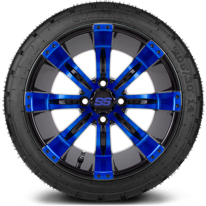 MODZ® 14" Tempest Blue and Black Wheels & Street Tires Combo