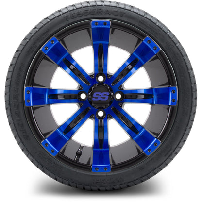 MODZ® 14" Tempest Blue and Black Wheels & Street Tires Combo