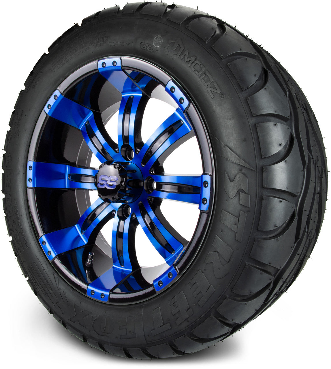 MODZ® 14" Tempest Blue and Black Wheels & Street Tires Combo