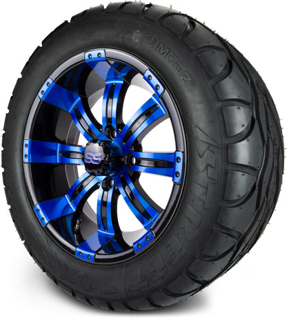 MODZ® 14" Tempest Blue and Black Wheels & Street Tires Combo