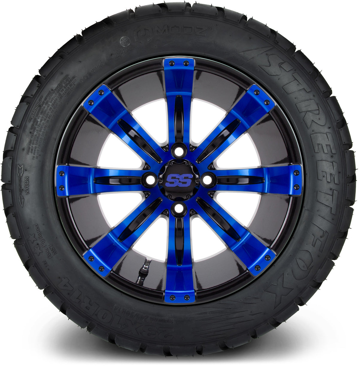 MODZ® 14" Tempest Blue and Black Wheels & Street Tires Combo