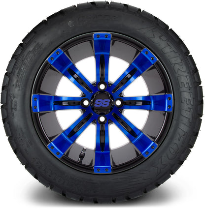 MODZ® 14" Tempest Blue and Black Wheels & Street Tires Combo
