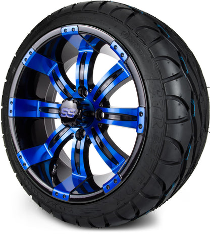 MODZ® 14" Tempest Blue and Black Wheels & Street Tires Combo