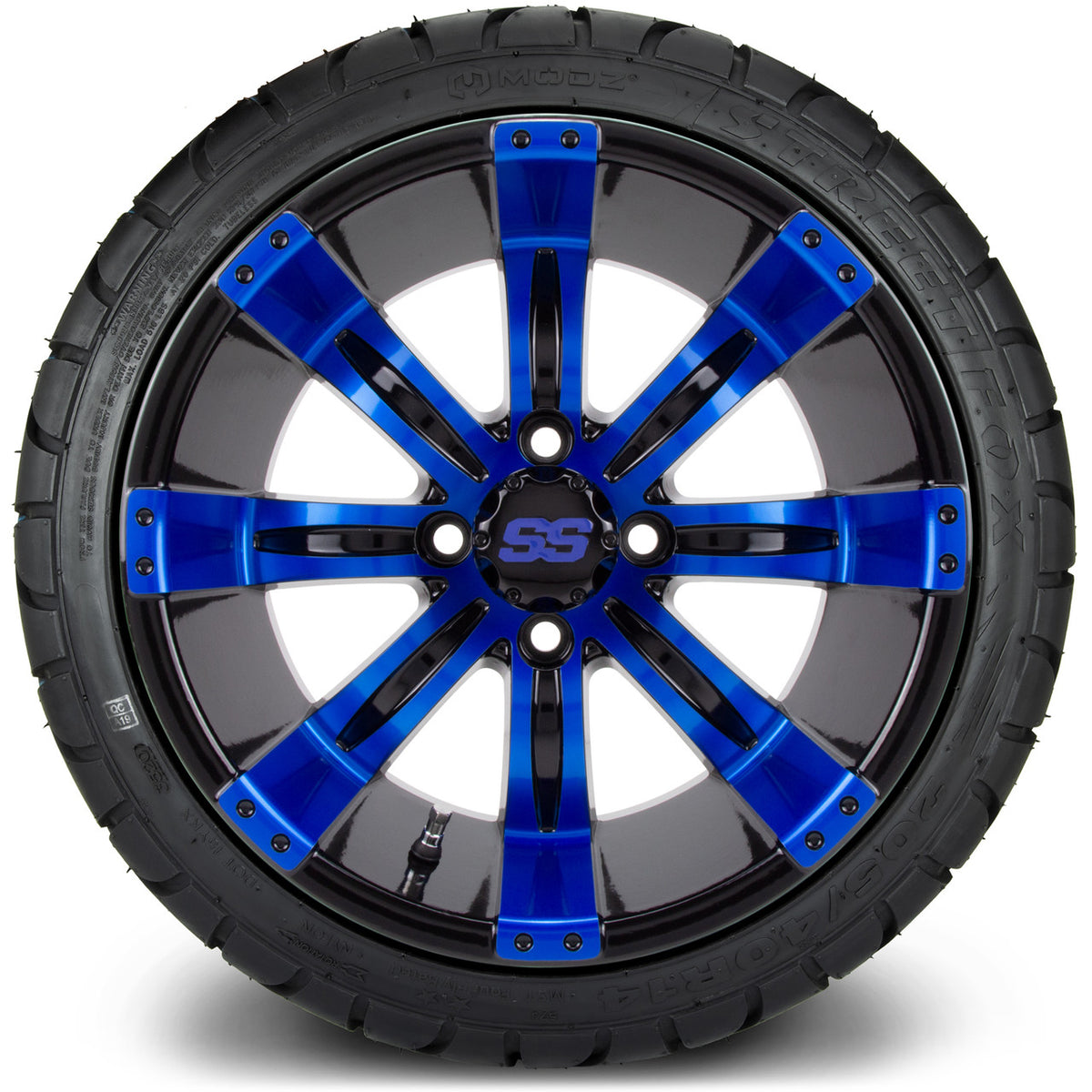 MODZ® 14" Tempest Blue and Black Wheels & Street Tires Combo