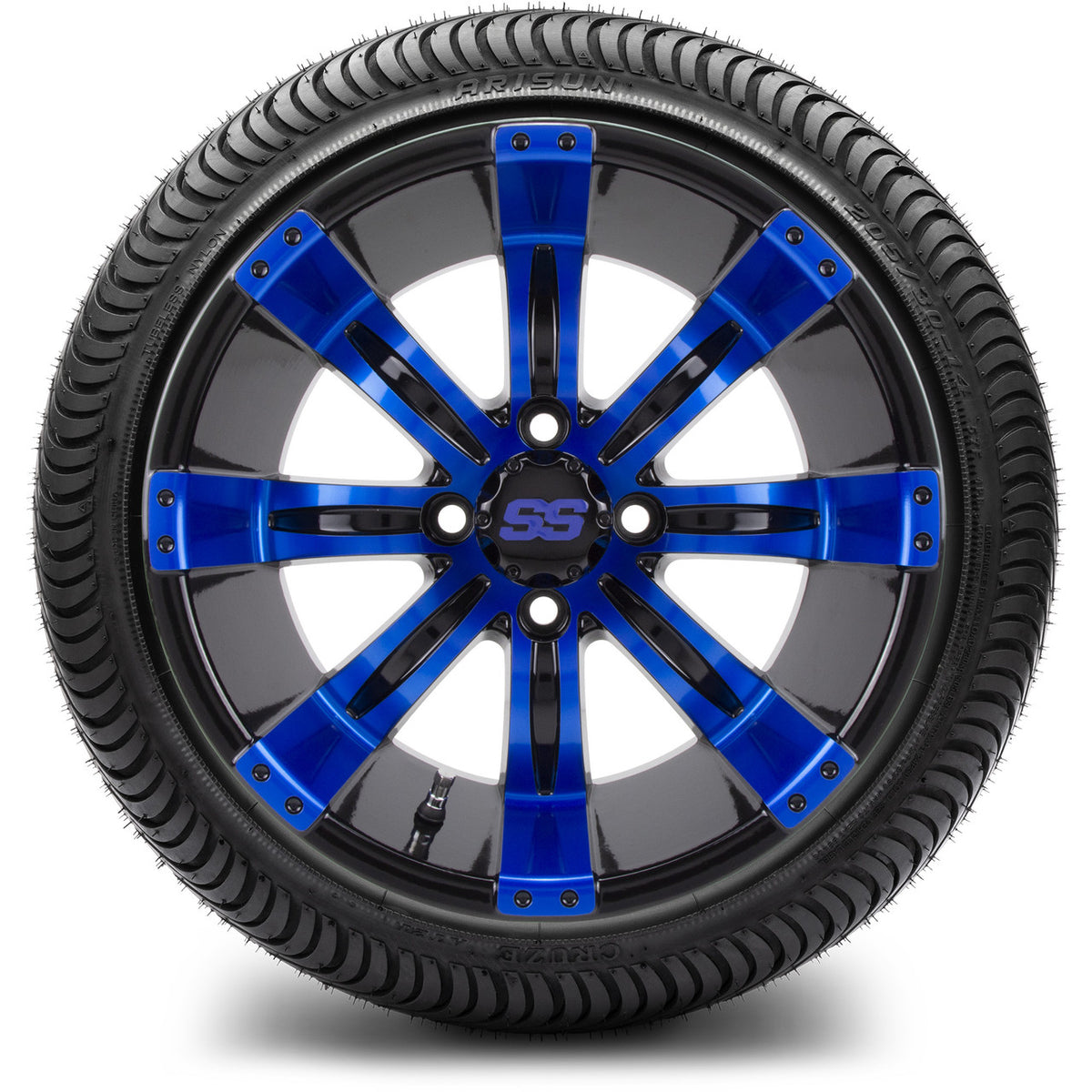 MODZ® 14" Tempest Blue and Black Wheels & Street Tires Combo