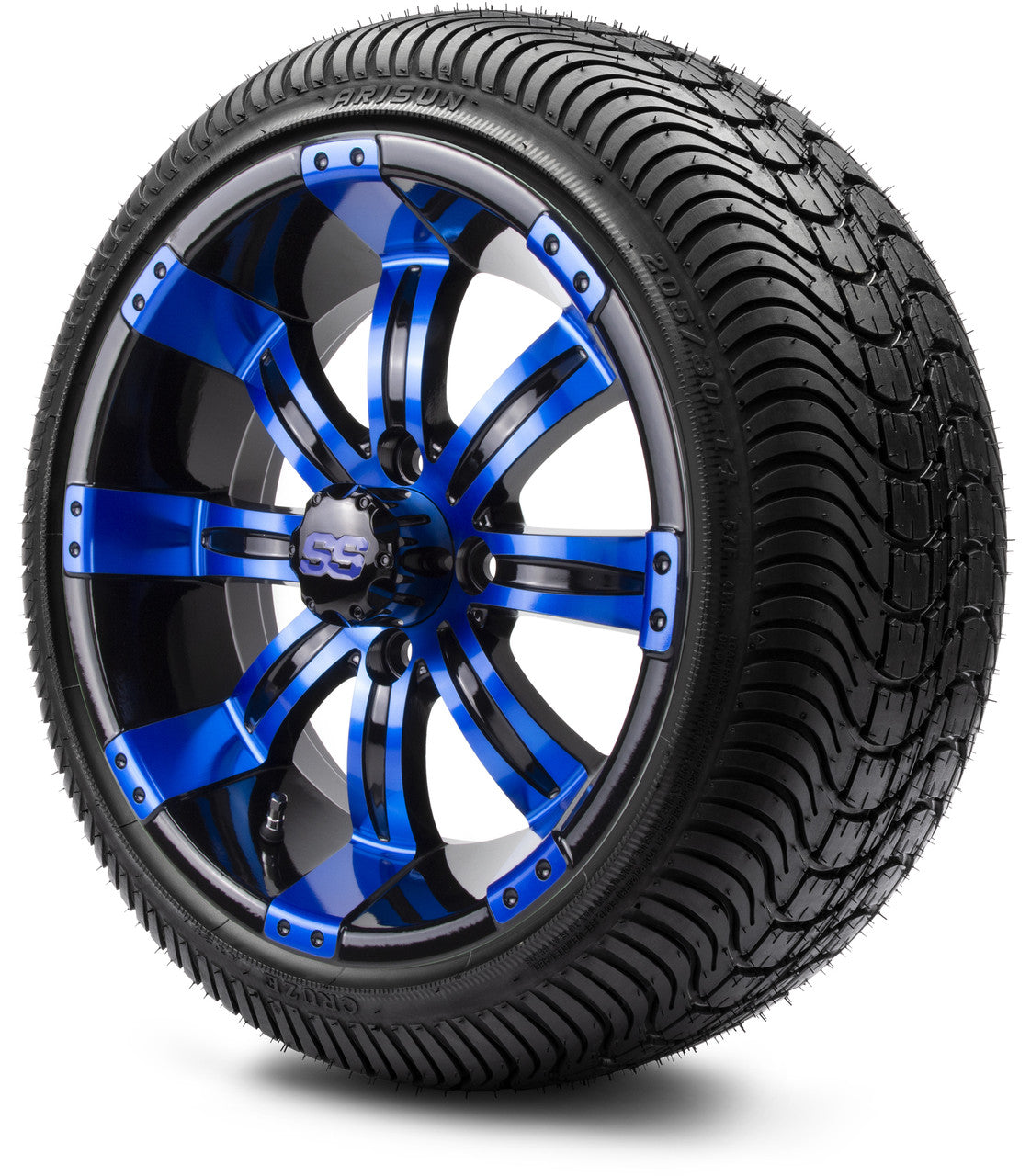 MODZ® 14" Tempest Blue and Black Wheels & Street Tires Combo