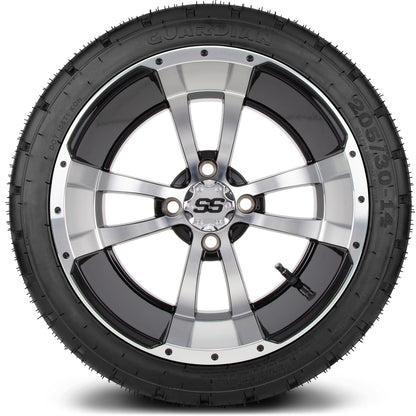 MODZ® 14" Storm Trooper Machined Black Wheels & Street Tires Combo