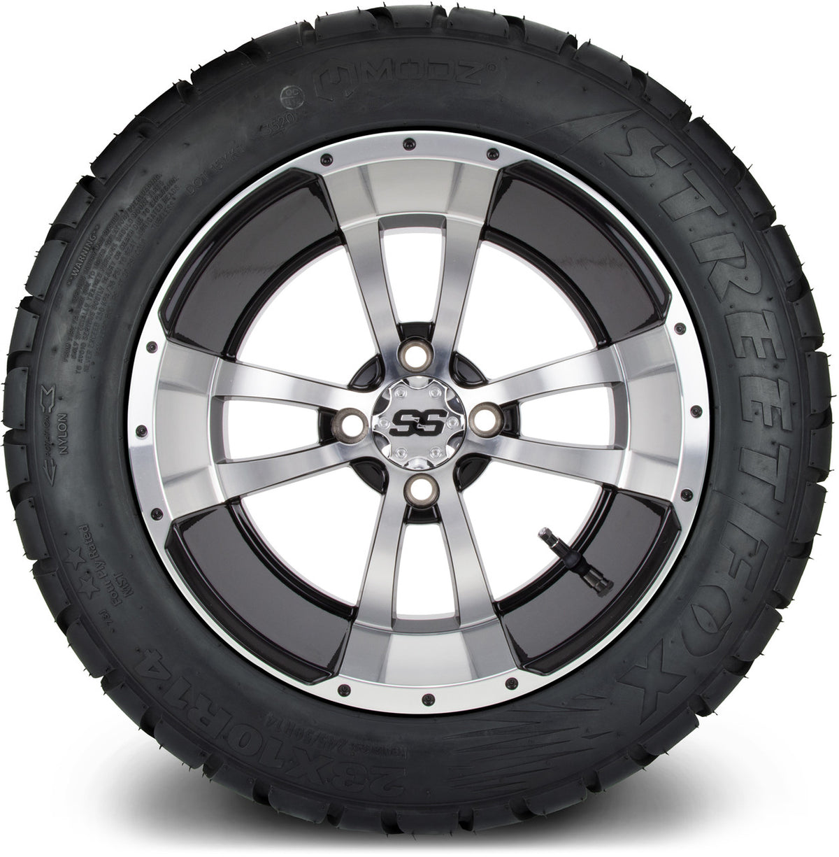 MODZ® 14" Storm Trooper Machined Black Wheels & Street Tires Combo