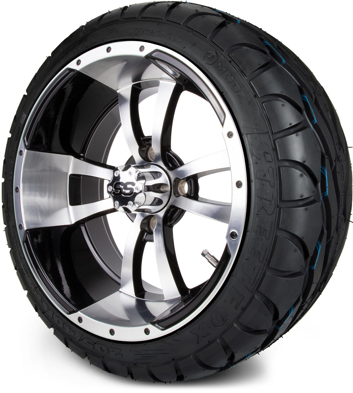 MODZ® 14" Storm Trooper Machined Black Wheels & Street Tires Combo