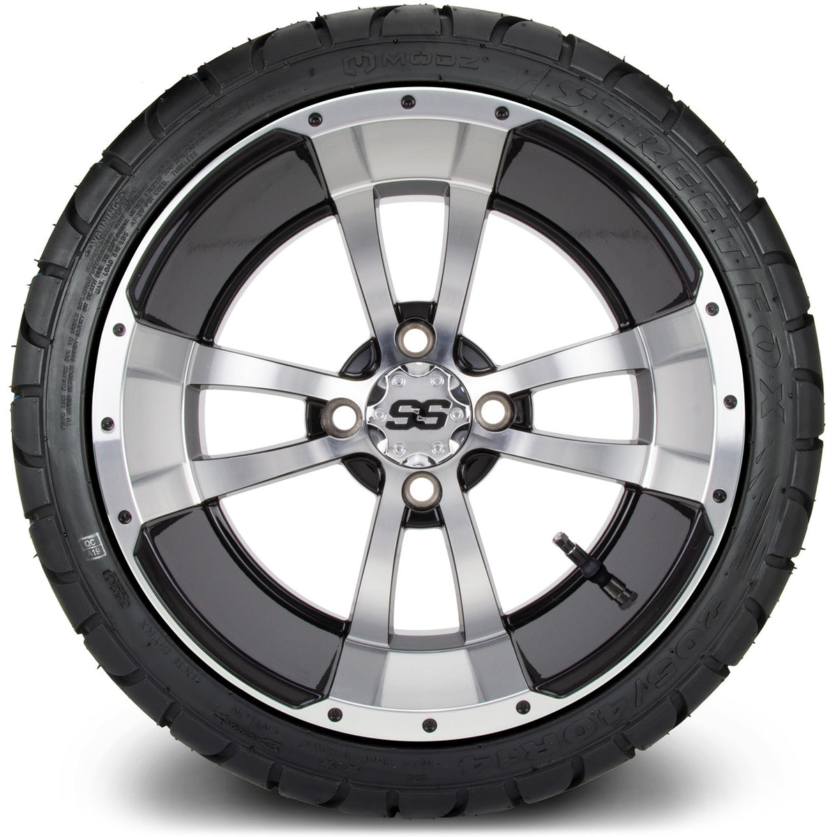MODZ® 14" Storm Trooper Machined Black Wheels & Street Tires Combo
