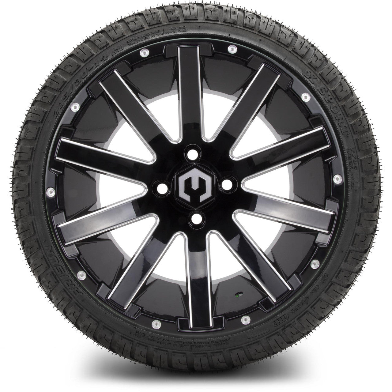 MODZ® 14" Mauler Glossy Black with Ball Mill Wheels & Street Tires Combo