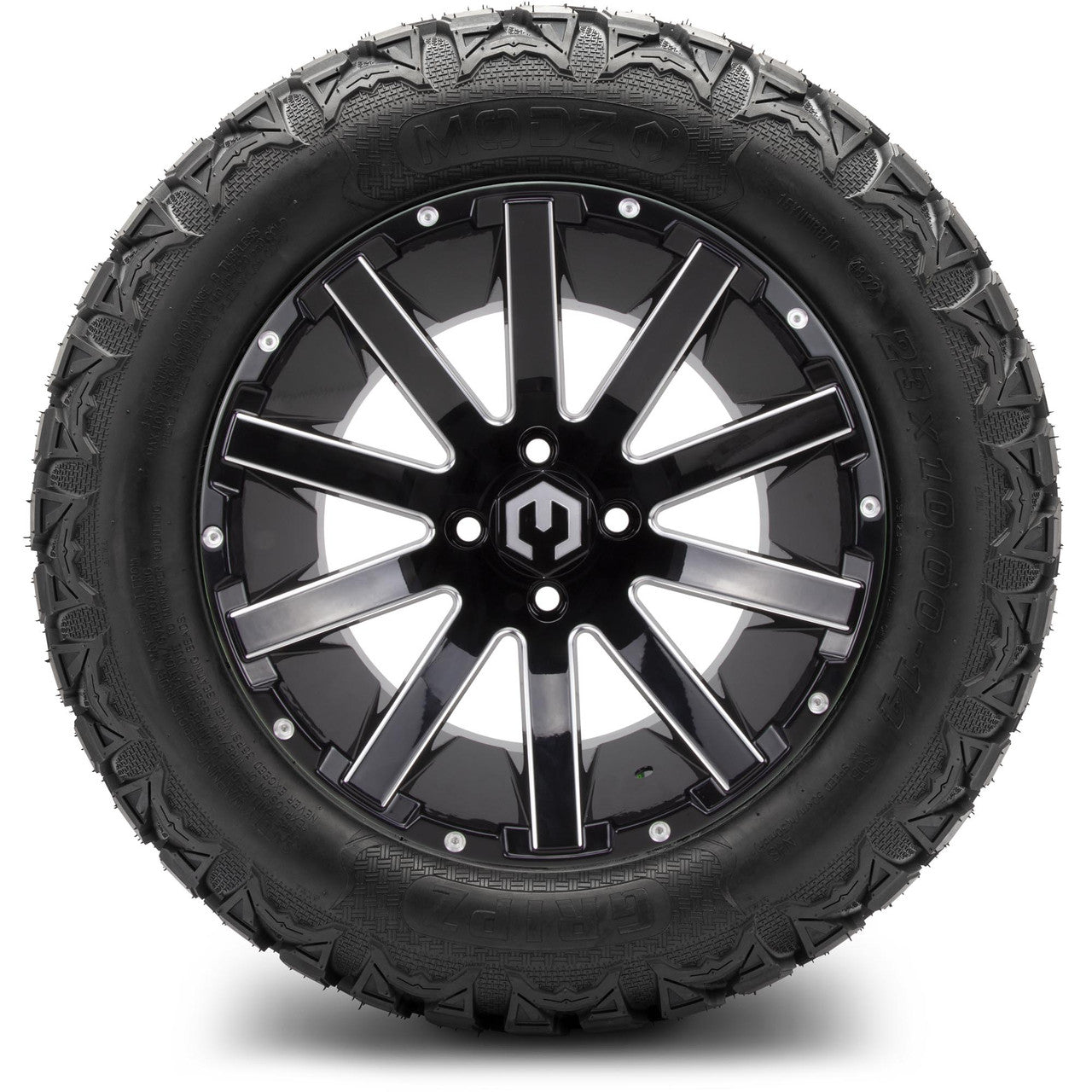 MODZ® 14" Mauler Glossy Black with Ball Mill Wheels & Off-Road Tires Combo