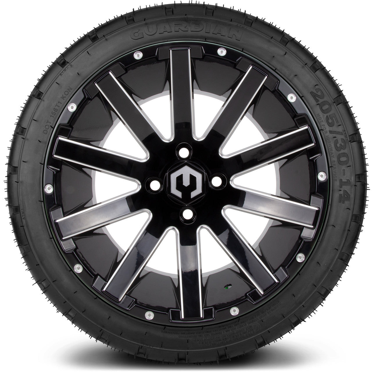 MODZ® 14" Mauler Glossy Black with Ball Mill Wheels & Street Tires Combo