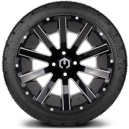 MODZ® 14" Mauler Glossy Black with Ball Mill Wheels & Street Tires Combo