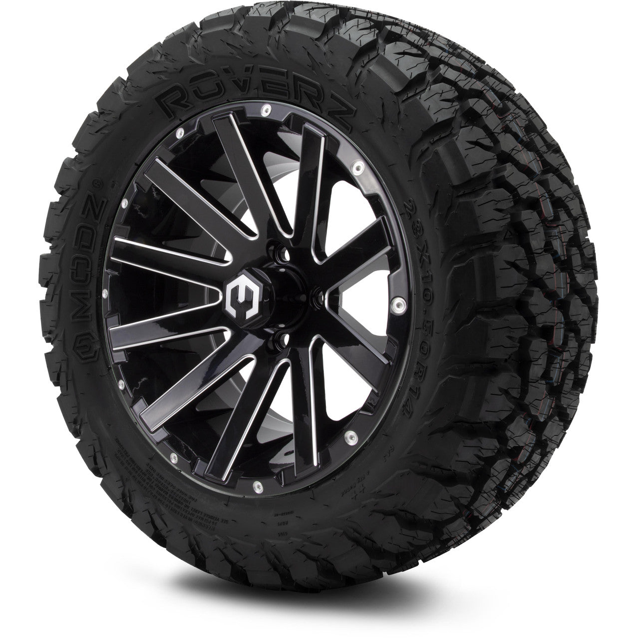 MODZ® 14" Mauler Glossy Black with Ball Mill Wheels & Off-Road Tires Combo