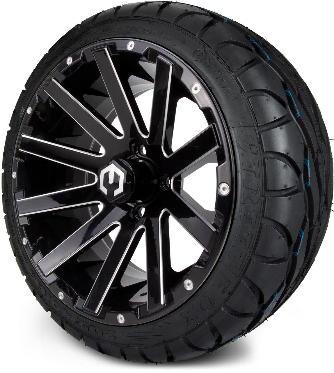 MODZ® 14" Mauler Glossy Black with Ball Mill Wheels & Street Tires Combo