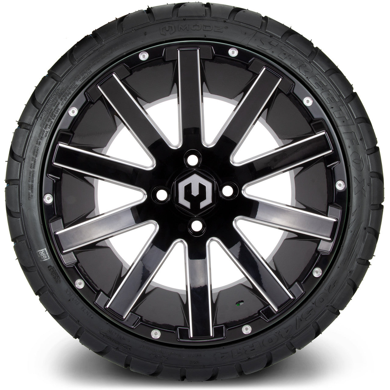 MODZ® 14" Mauler Glossy Black with Ball Mill Wheels & Street Tires Combo