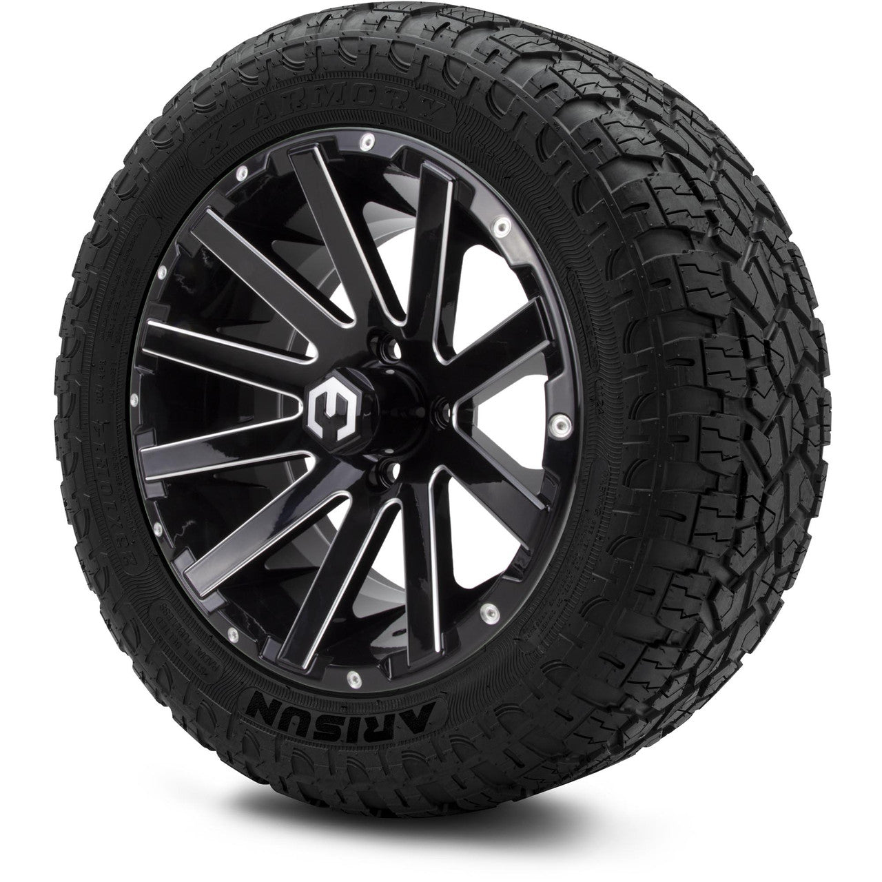 MODZ® 14" Mauler Glossy Black with Ball Mill Wheels & Off-Road Tires Combo
