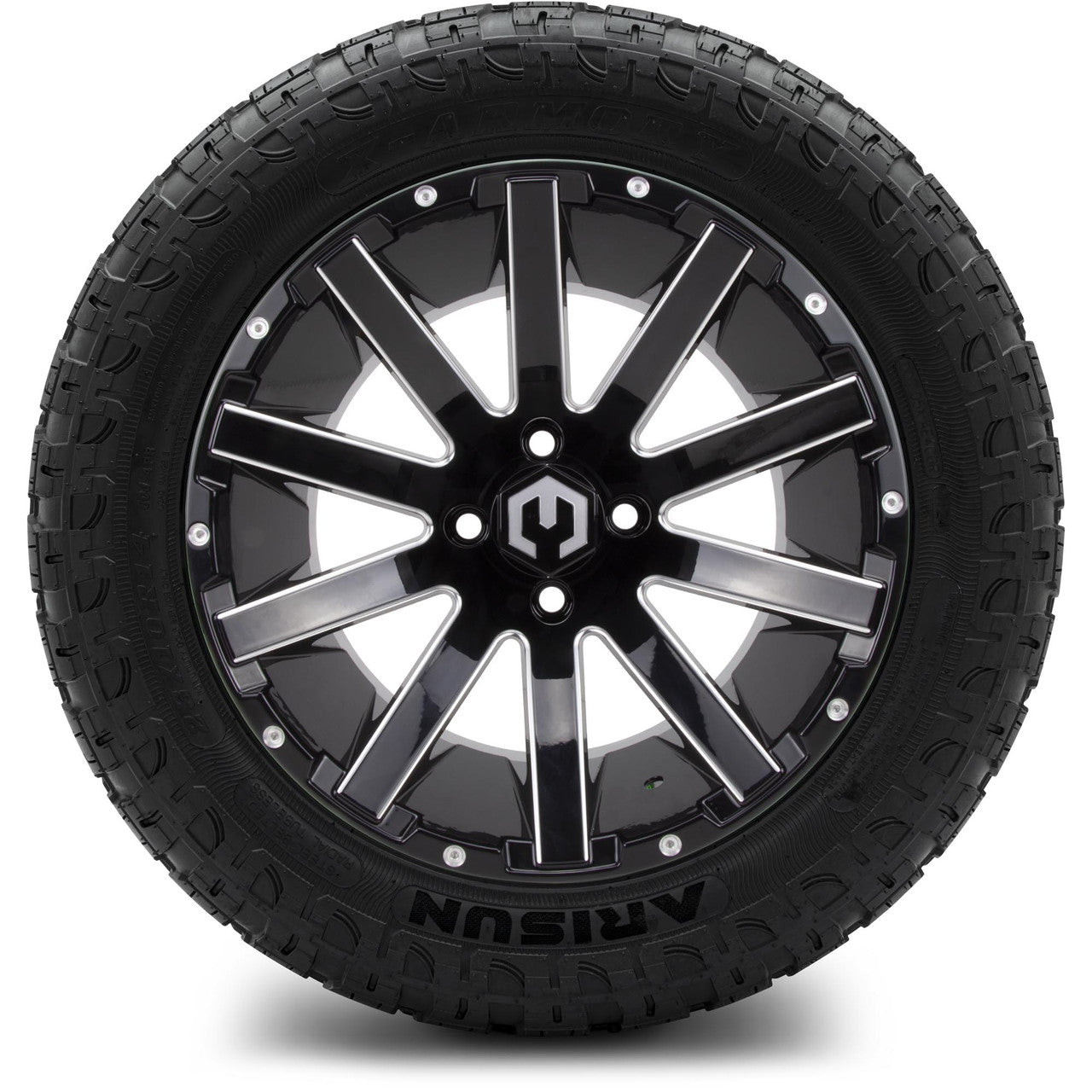 MODZ® 14" Mauler Glossy Black with Ball Mill Wheels & Off-Road Tires Combo