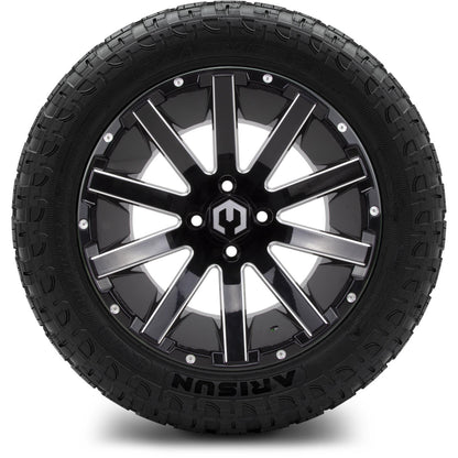 MODZ® 14" Mauler Glossy Black with Ball Mill Wheels & Off-Road Tires Combo