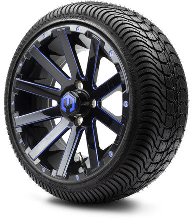 MODZ® 14" Mauler Glossy Black and Blue with Ball Mill Wheels & Street Tires Combo