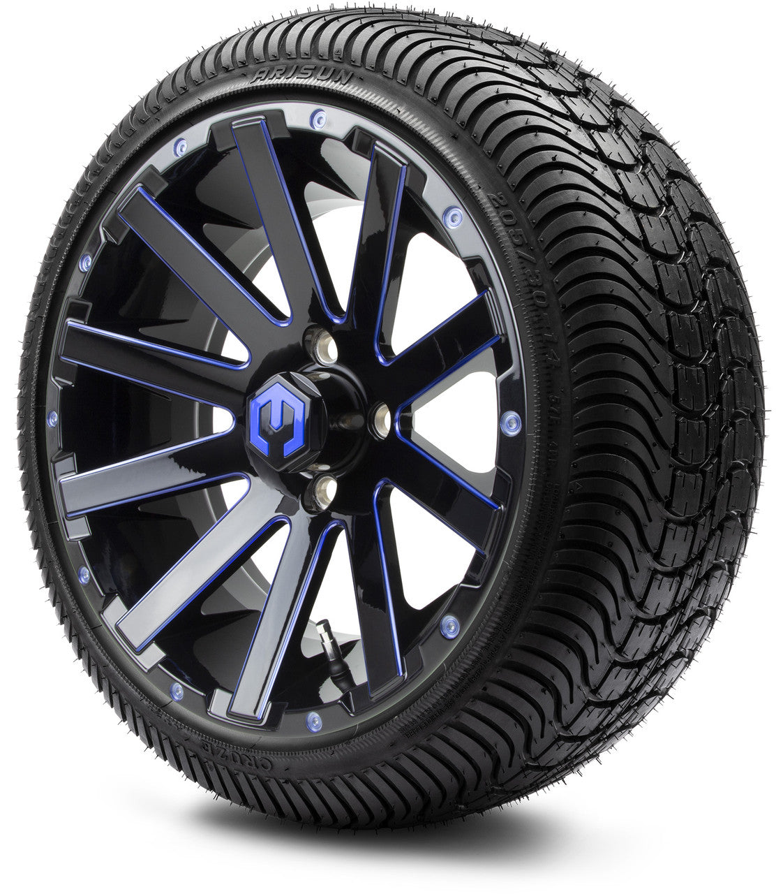 MODZ® 14" Mauler Glossy Black and Blue with Ball Mill Wheels & Street Tires Combo