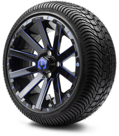 MODZ® 14" Mauler Glossy Black and Blue with Ball Mill Wheels & Street Tires Combo