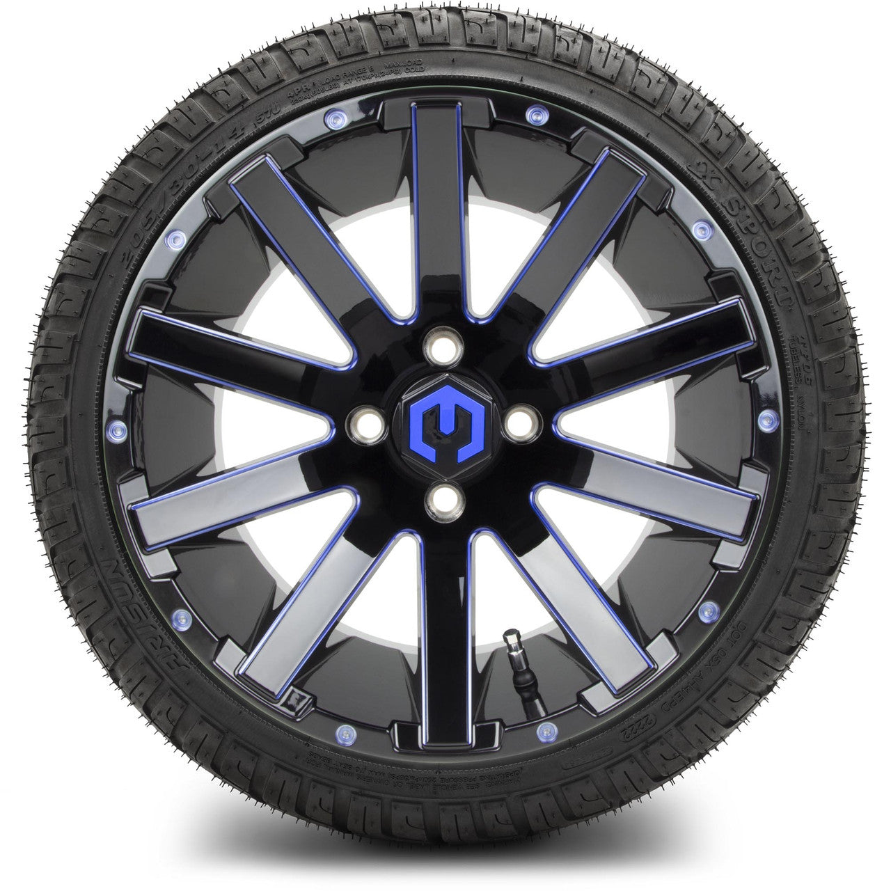 MODZ® 14" Mauler Glossy Black and Blue with Ball Mill Wheels & Street Tires Combo